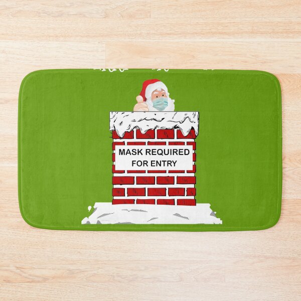 Item preview, Santa Claus going down a chimney on Christmas - Face mask required for entry designed and sold by MugsAndDuds.