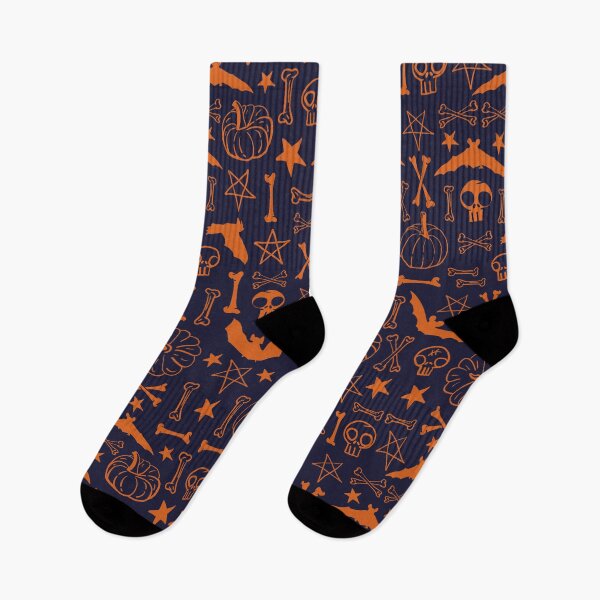 Item preview, Orange pentagrams with halloween pumpkins and bats designed and sold by Dotsby.