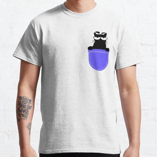 Pocket tee with cat hotsell flipping off