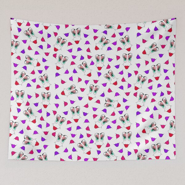 Item preview, Funny Girly Pink Red Smiley Face and Lips Pattern designed and sold by Blkstrawberry.