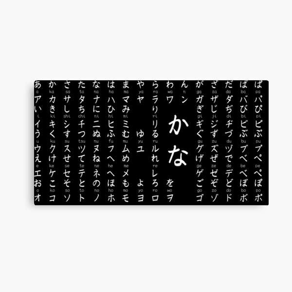 Kana Chart Black Canvas Print For Sale By Kanjisetas Redbubble