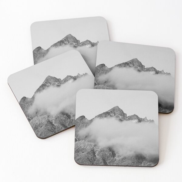 Item preview, Monochrome covered by clouds Norwegian mountains designed and sold by andreeazpopescu.