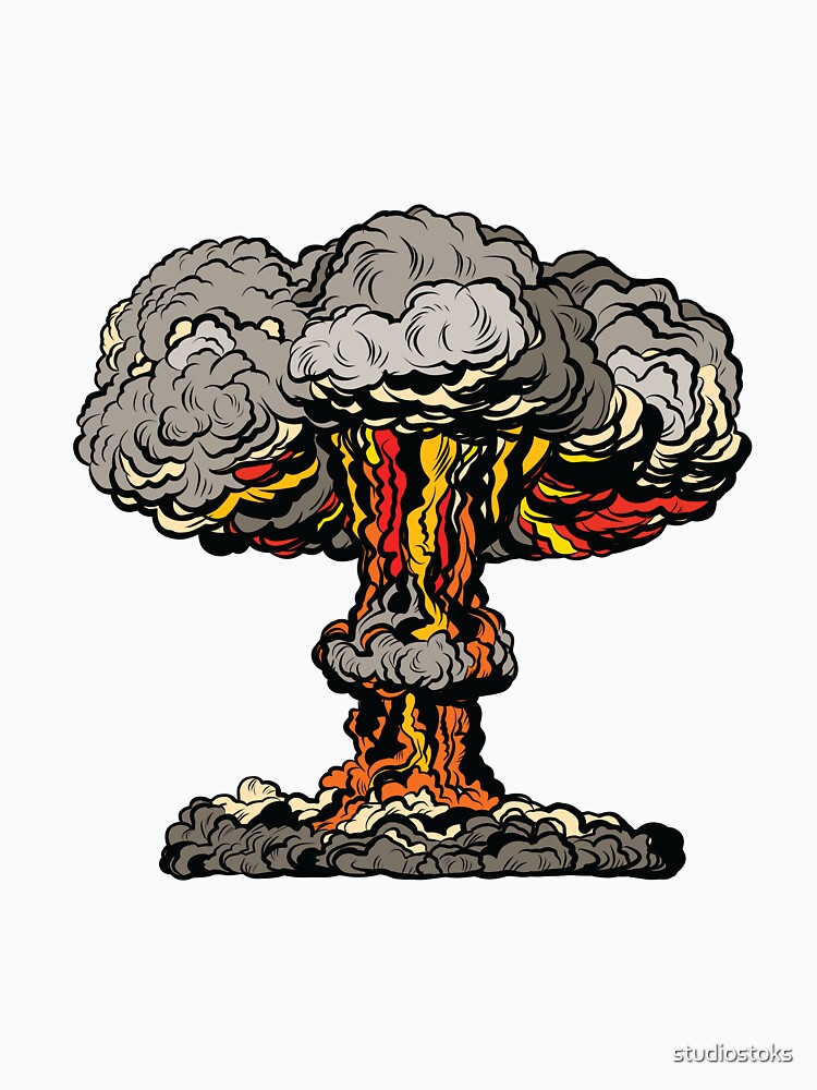Thumbnail 3 von 3, Baseballshirt mit 3/4-Arm, Nukleare Explosion radioaktive Pilz Pop-Art designt und verkauft von studiostoks.