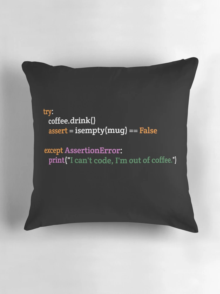 Thumbnail 3 of 4, Pillow, Coffee Addicted Python Programmer Code designed and sold by cerenalkan.