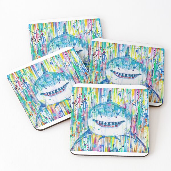 Item preview, HAPPY SHARK - watercolor portrait designed and sold by lautir.