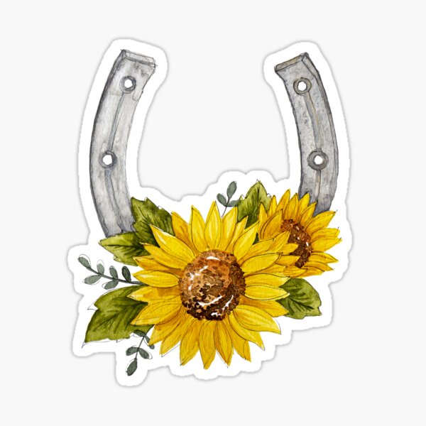 Item preview, Sunflower Horseshoe Watercolor designed and sold by Red Barn  Co-Op.