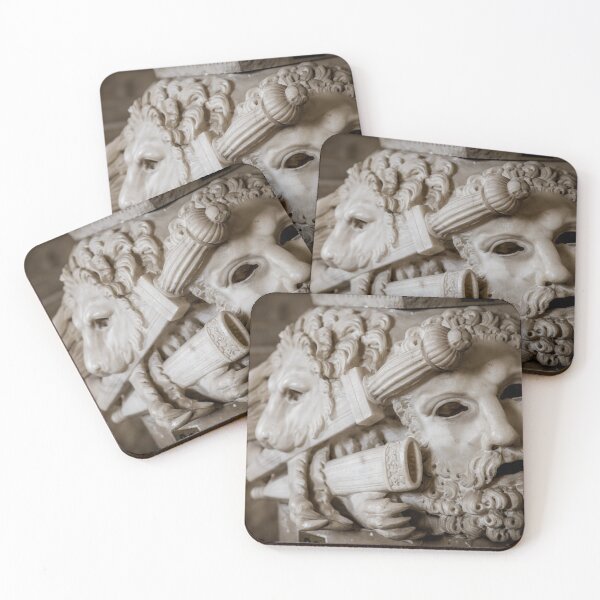 Item preview, Ancient theatre mask, made of marble, located at the base of a Roman column in Rome - Italy designed and sold by Paolo Modena Photography    -   Fine Italian Art.