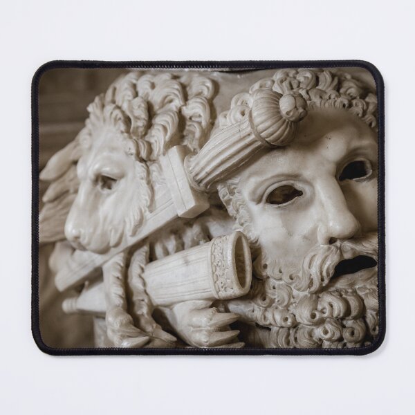 Item preview, Ancient theatre mask, made of marble, located at the base of a Roman column in Rome - Italy designed and sold by Paolo Modena Photography    -   Fine Italian Art.