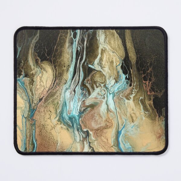 Item preview, Stunning Flame Abstract Art in Teal, Aqua, and Copper on Black designed and sold by deepbluepours.