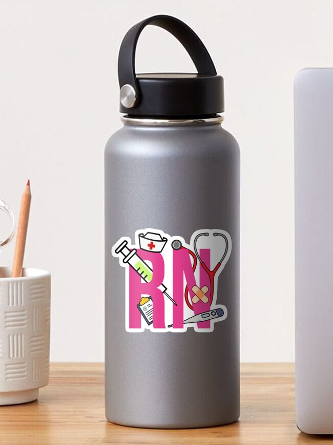 Pink Stethoscope Nursing Student Name Stainless Steel Water Bottle