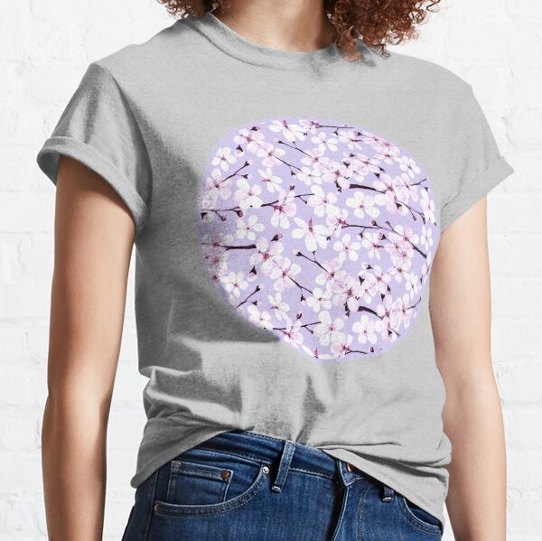 Cherry Blossom on grey/ lavender Classic T-Shirt