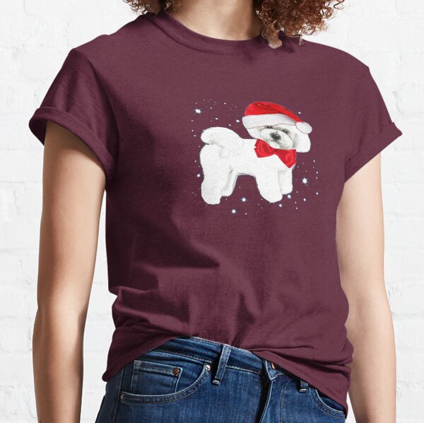 Bichon Frise Christmas Santa hat, Holiday gift, Christmas gift, Santa dog, Cute dog,  Classic T-Shirt