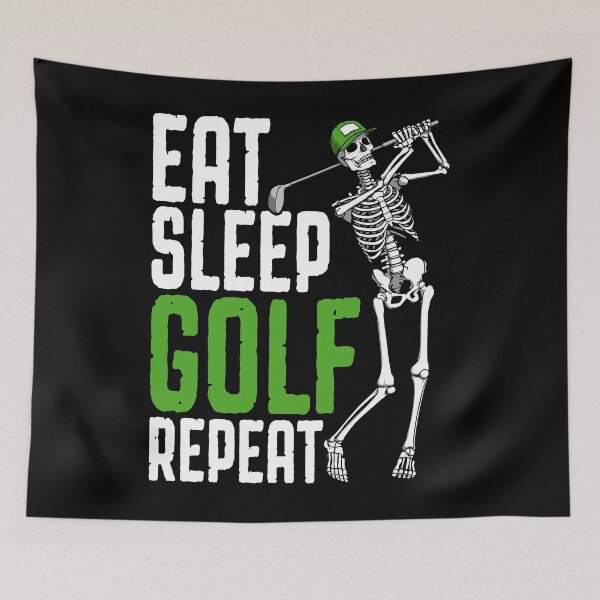 Item preview, Eat Sleep Golf Repeat Funny Skeleton Gothic Golfer designed and sold by GrandeDuc.