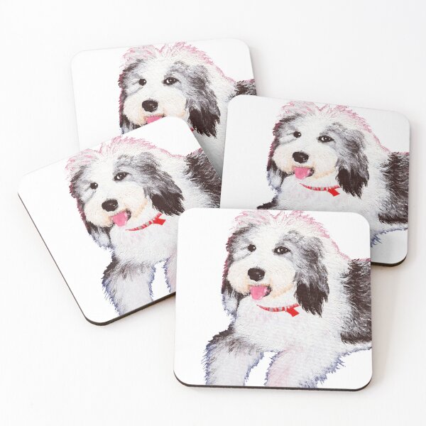Item preview, OLD ENGLISH SHEEPDOG oes *Maxie*~ Puppy Dog: Pop Art~Original Painting~LilyKoArt designed and sold by Spinning Plates 360.