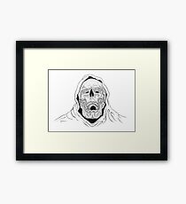 Skeletor black and white - pen and ink Framed Print