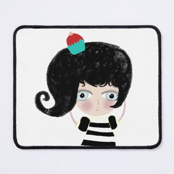 Item preview, Lovely love Print Illustration Doll surprise Black and white dress black shoes and hair strawberry muffin flavored illustration designed and sold by rupydetequila.