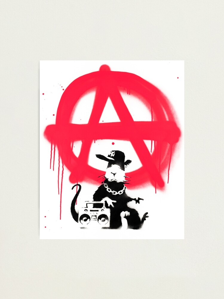Hip Hop Rat Anarchy Stencil Art - Banksy