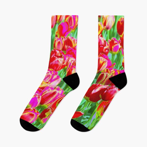 Item preview, Floral Motives with Blooming Red, Purple and Yellow Tulips designed and sold by IraNiva.