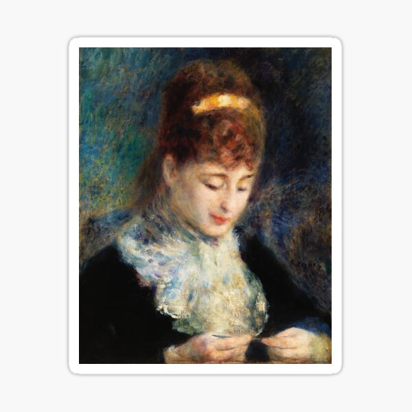 Item preview, Impressionism Painting Woman Crocheting (Femme faisant du crochet) (1877) by Pierre-Auguste Renoir designed and sold by Designedbysm.