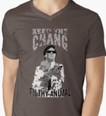 Keep The Chang You Filthy Animal (Black & White) Men's V-Neck T-Shirt