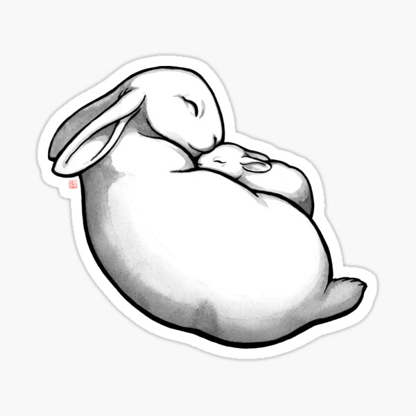 Rabbit Mother and Child, cut-out Sticker