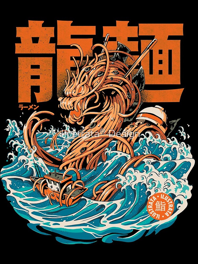 Black Great Ramen Dragon off Kanagawa by ilustrata