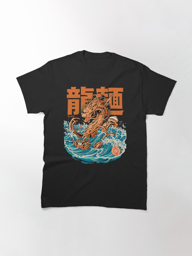 Thumbnail 2 of 7, Classic T-Shirt, Black Great Ramen Dragon off Kanagawa designed and sold by Ilustrata Design.