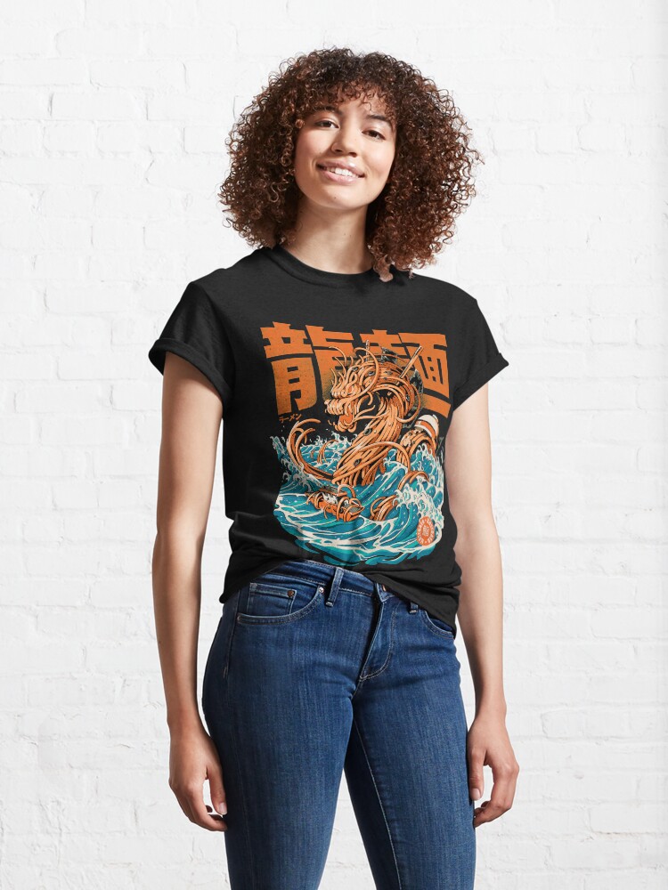 Thumbnail 4 of 7, Classic T-Shirt, Black Great Ramen Dragon off Kanagawa designed and sold by Ilustrata Design.