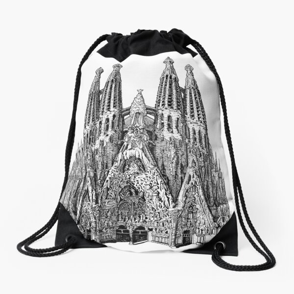 La Sagrada Familia Cathedral Drawstring Bag