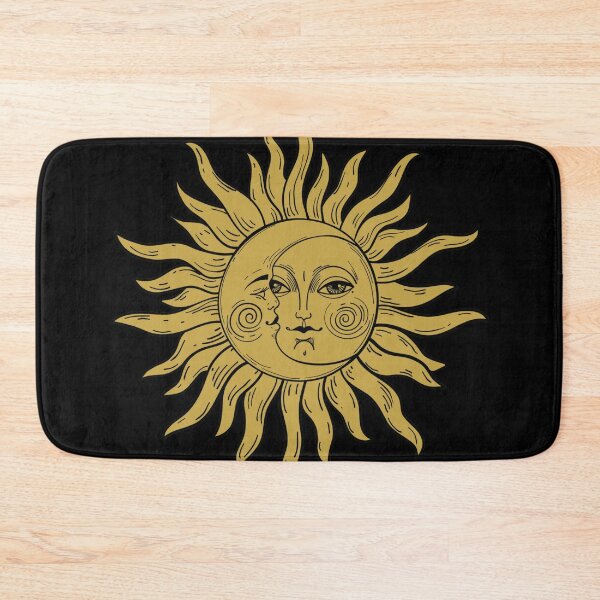 Artikelvorschau, Sonne-Mond-Wandteppich, Wandbehang, Sterne, Weltraum, psychedelisch, Schwarz-Gold-Wandteppiche, 369, positive Energie entworfen und verkauft von Morinas.