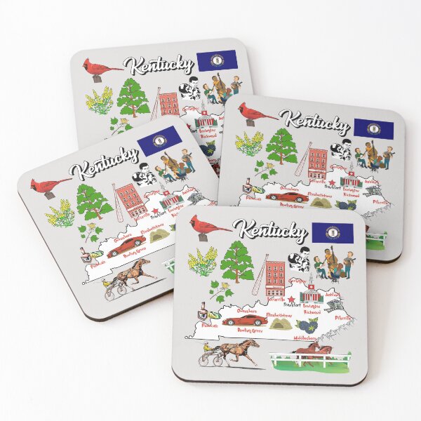Item preview, illustrated Map of Kentucky state in US with major Cities, symbols, attractions designed and sold by mashmosh.