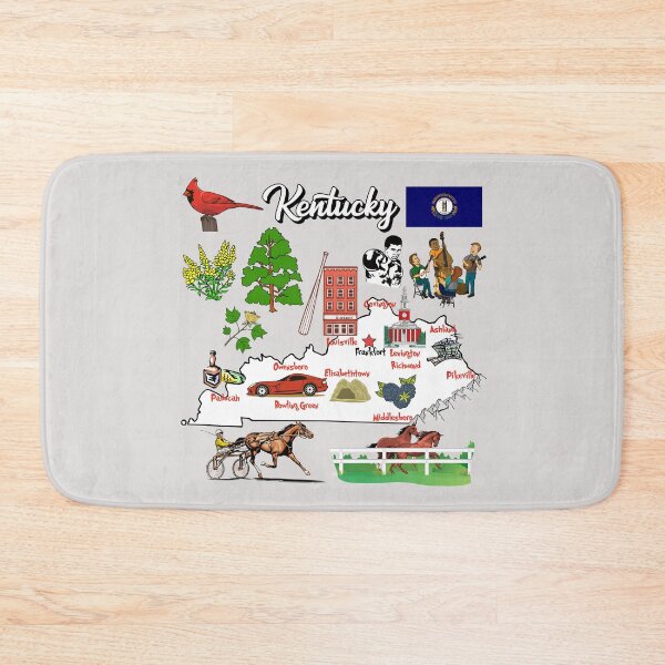 Item preview, illustrated Map of Kentucky state in US with major Cities, symbols, attractions designed and sold by mashmosh.
