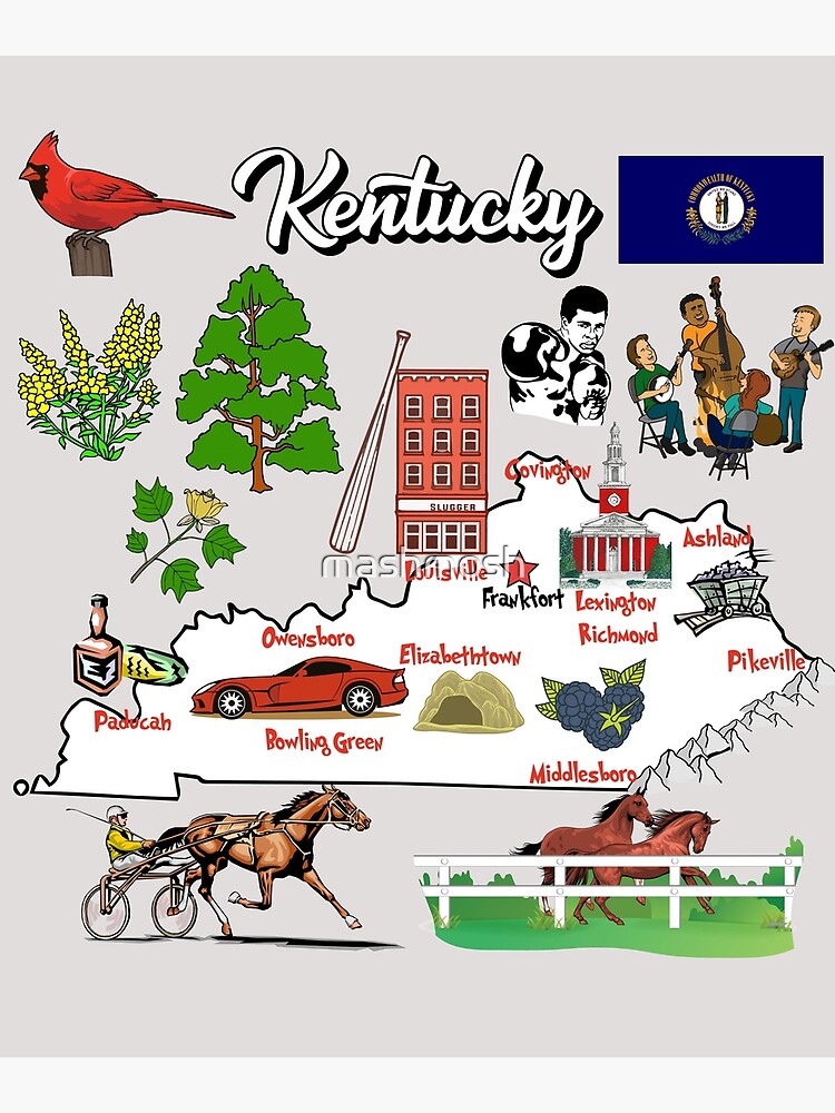 Modern Illustration US Cities Poster, Louisville Poster, Louisville La