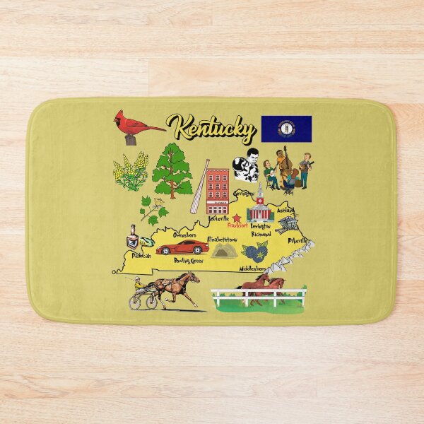 Item preview, Hand Drawn Illustration of Kentucky Map with Tourist Destinations, USA designed and sold by mashmosh.
