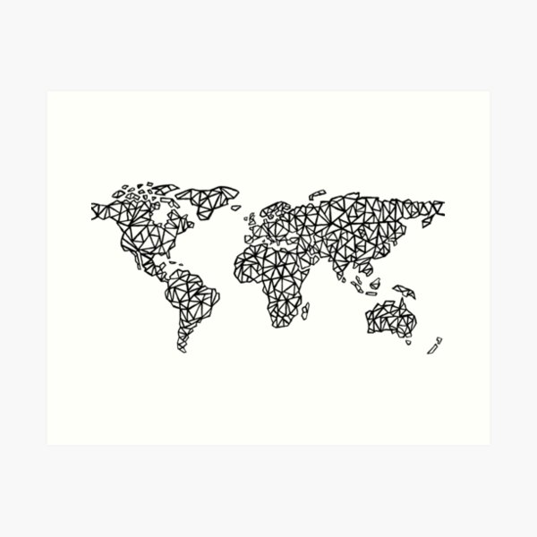 black white world map wall art for sale redbubble