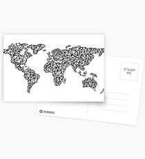 World Map white Postcards