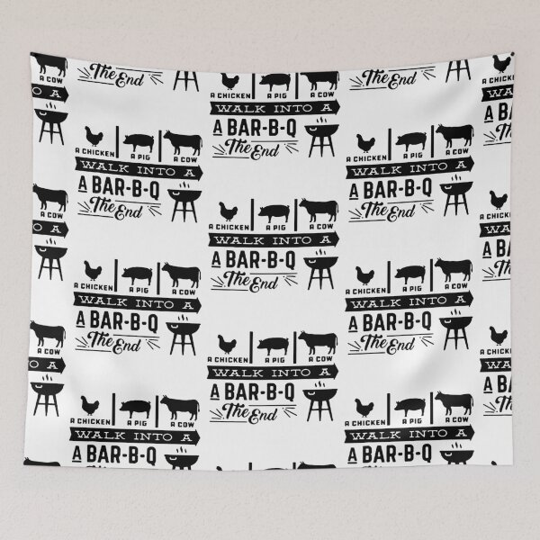 Item preview, Love BBQ Chicken Pig Cow Walk into a Bar B Q The End Art Design Happy Apparel Essential Inspiration Joy Mood Funny designed and sold by DesignByHeartUK.