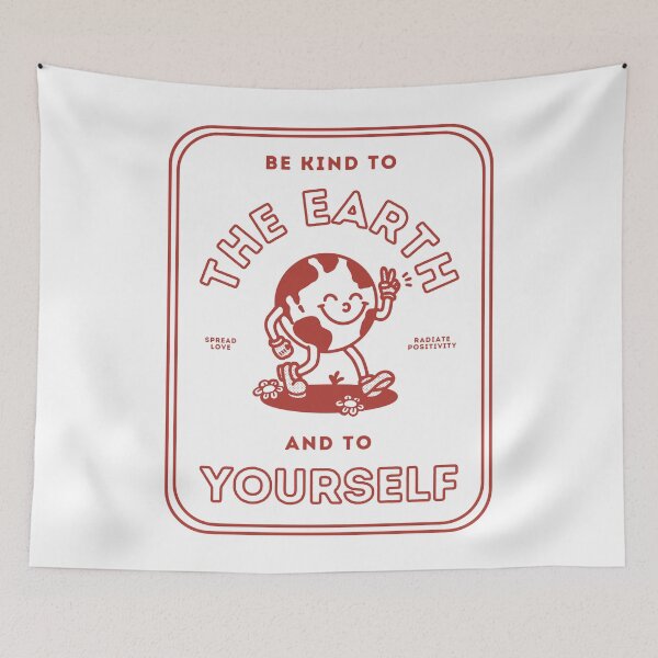 Item preview, Red Retro cartoon earth and positve quote designed and sold by Studio Earthling.