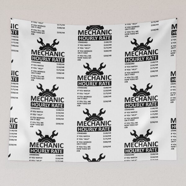 Item preview, Funny Mechanic Hourly Rate List Per Hour Art Design Happy Apparel Essential Inspiration Joy Mood Funny designed and sold by DesignByHeartUK.