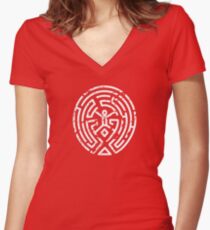 Westworld Maze Distressed Women's Fitted V-Neck T-Shirt