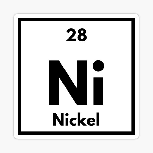 Dictado convertible revista Pegatina «Número de elemento de la tabla periódica 28 Ni níquel» de  PeriodicBliss | Redbubble