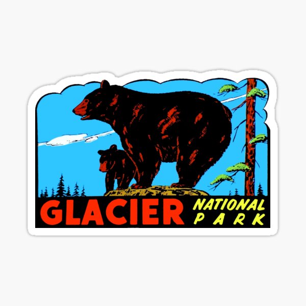 Item preview, Bears at Glacier National Park Vintage Travel Decal designed and sold by hilda74.
