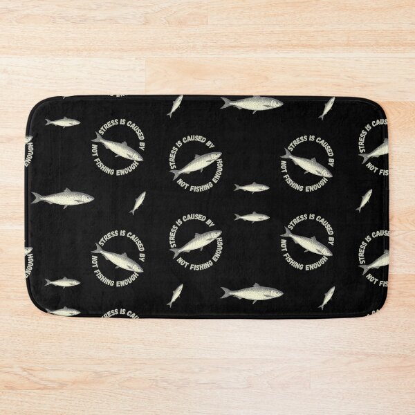 Item preview, Stress Is Caused By Not Fishing Enough Gray Fish In Black designed and sold by LuckyKermit.