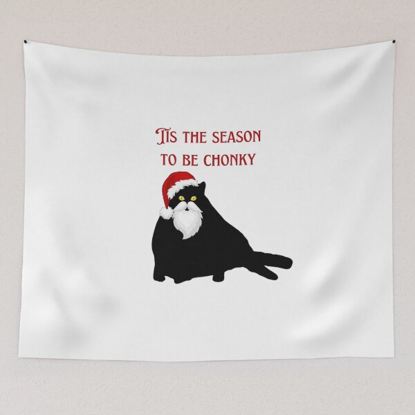 Item preview, Tis the season to be Chonky Chonky Black Cat dressed as santa cat designed and sold by j9gothbe.