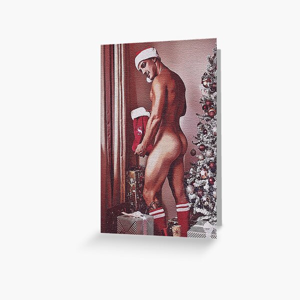 Sexy Weihnachtsmann mit sexy Arsch, männlicher erotischer Akt, männliche Akte, männlicher Akt Grußkarte