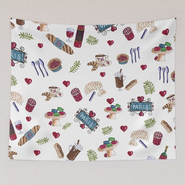 Item preview, Paris Delights on White Background by MarcyBrennanArt designed and sold by MarcyBrennanArt.