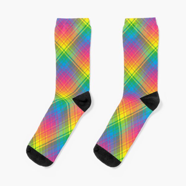 Rainbow Plaid Tweed Socks
