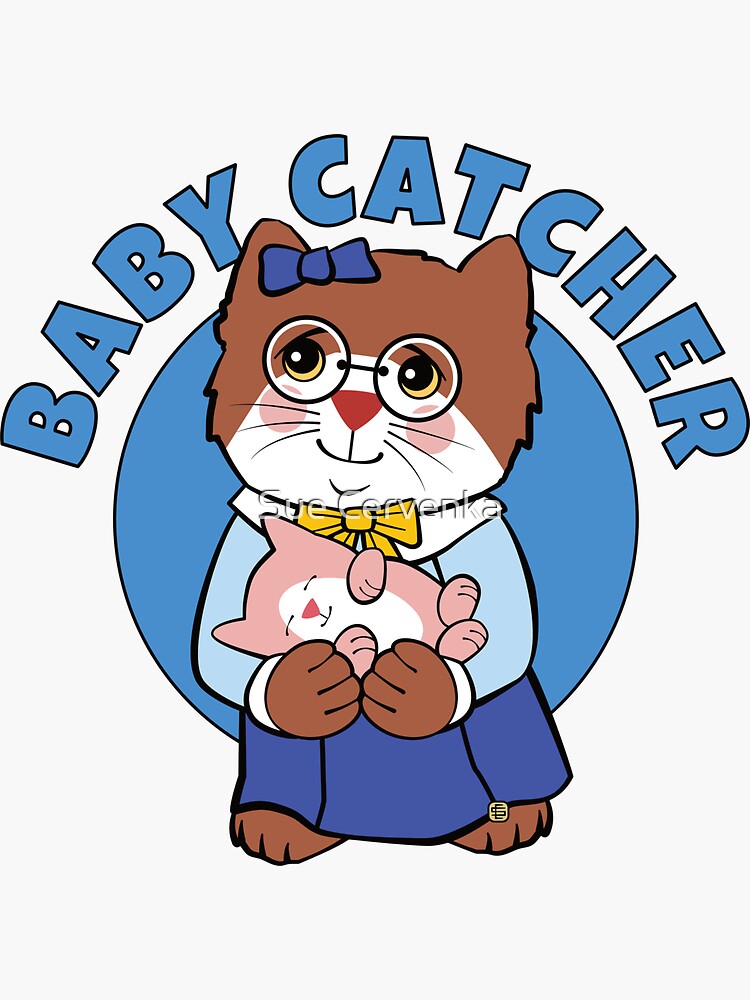 Midwife Baby Catcher Doula Cat Sticker for Sale by Sue Cervenka