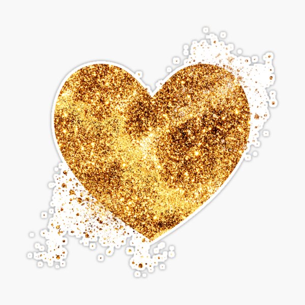GOLD GLITTER HEART ON CLASSIC ROSE Sticker for Sale by PetsandBeyond