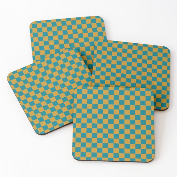 Item preview, Checkerboard Mini Check Pattern in Teal Blue and Mustard Ochre designed and sold by kierkegaard.